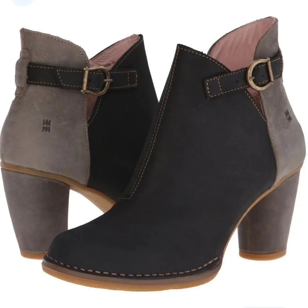 El Naturalista Colibri Blue Tan Leather Heeled Ankle Boots Size 42